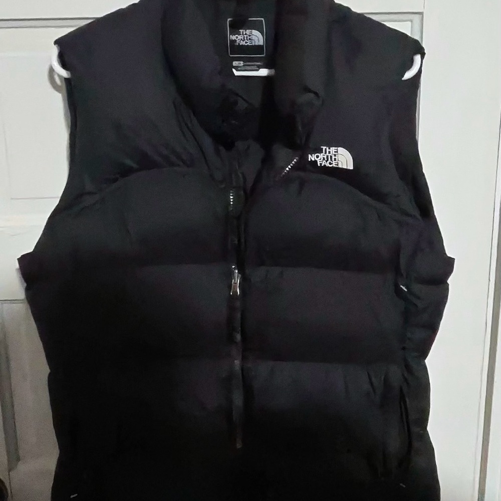 The North Face Vest Womens L Black Nuptse 700 Puffer Full Zip Goose Down